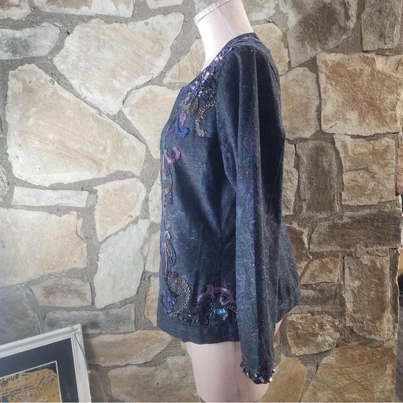 Chico’s Embellished Denim lJacket – Whimsygoth Vibes - Picture 5 of 6